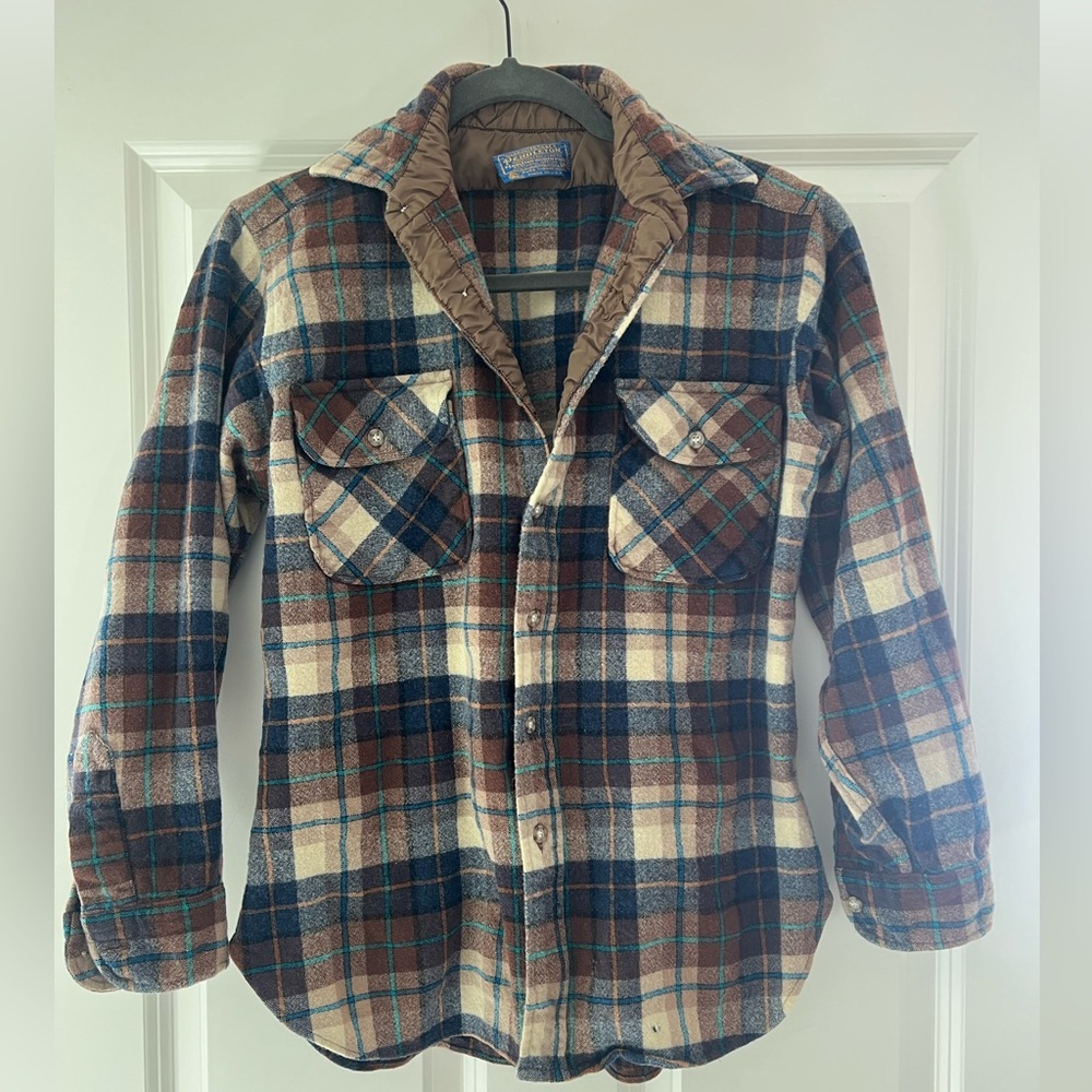 Vintage Pendleton Wool Flannel Shirt Flap Pocket Plaid Medium